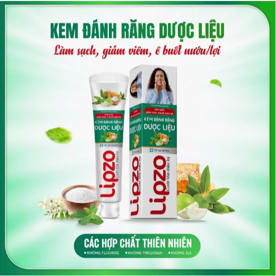 Kem Đánh Răng Dược Liệu Lipzo 185g Ngăn Ngừa Tuột Nướu, Chảy Máu Chân Răng