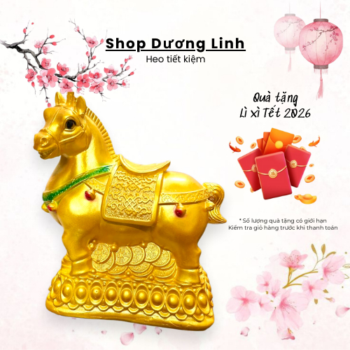 Heo đất Ngựa vàng Phú quý, KT 24x30, chất liệu thạch cao shopduonglinh