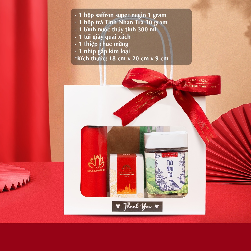 Bộ quà tặng, set quà saffron chính hãng thượng hạng Kingdom Herb - quà tặng sinh nhật, lễ, kỷ niệm