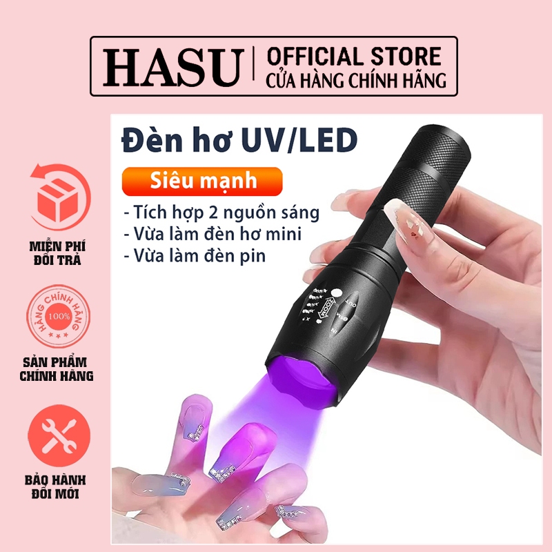 Đèn Hơ Cầm Tay UV/LED Tích Điện 2 màu - Máy Hơ Cầm Tay Mini Ấnh Sáng Trắng & UV( tặng kèm thẻ test U