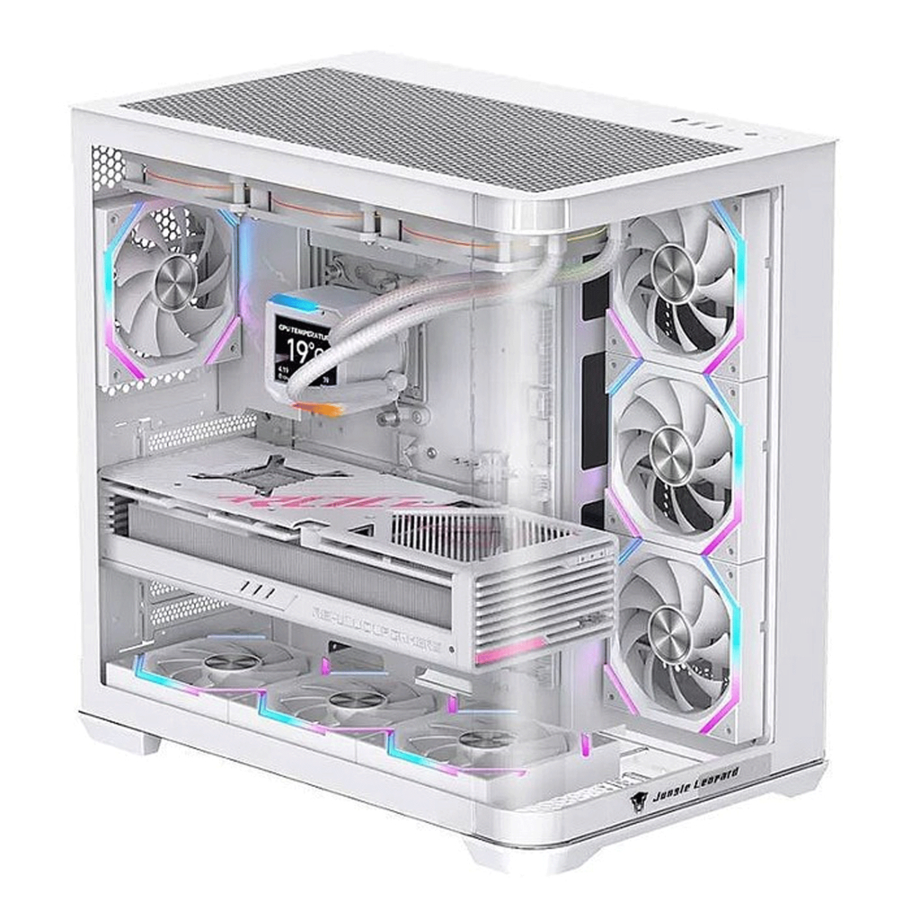 Vỏ Case Leopard AC-01 Trắng - Đen | Hồ Cá Kính Cong | E-ATX / ATX / M-ATX / ITX | AC 01