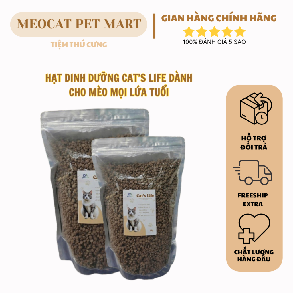 1KG-2KG HẠT THỨC ĂN DINH DƯỠNG CAT'S LIFE DÀNH CHO MÈO MỌI LỨA TUỔI