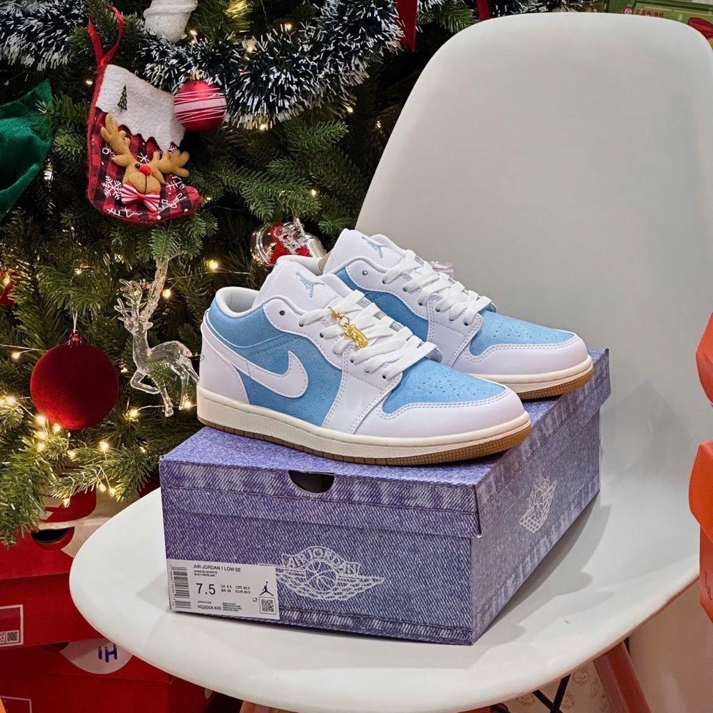 [ Sốc Sale 50% Hàng Chính Hãng ] Giày_JD1 low Worn Blue White .Giày JD1 low cổ thấp Chuẩn authenticc