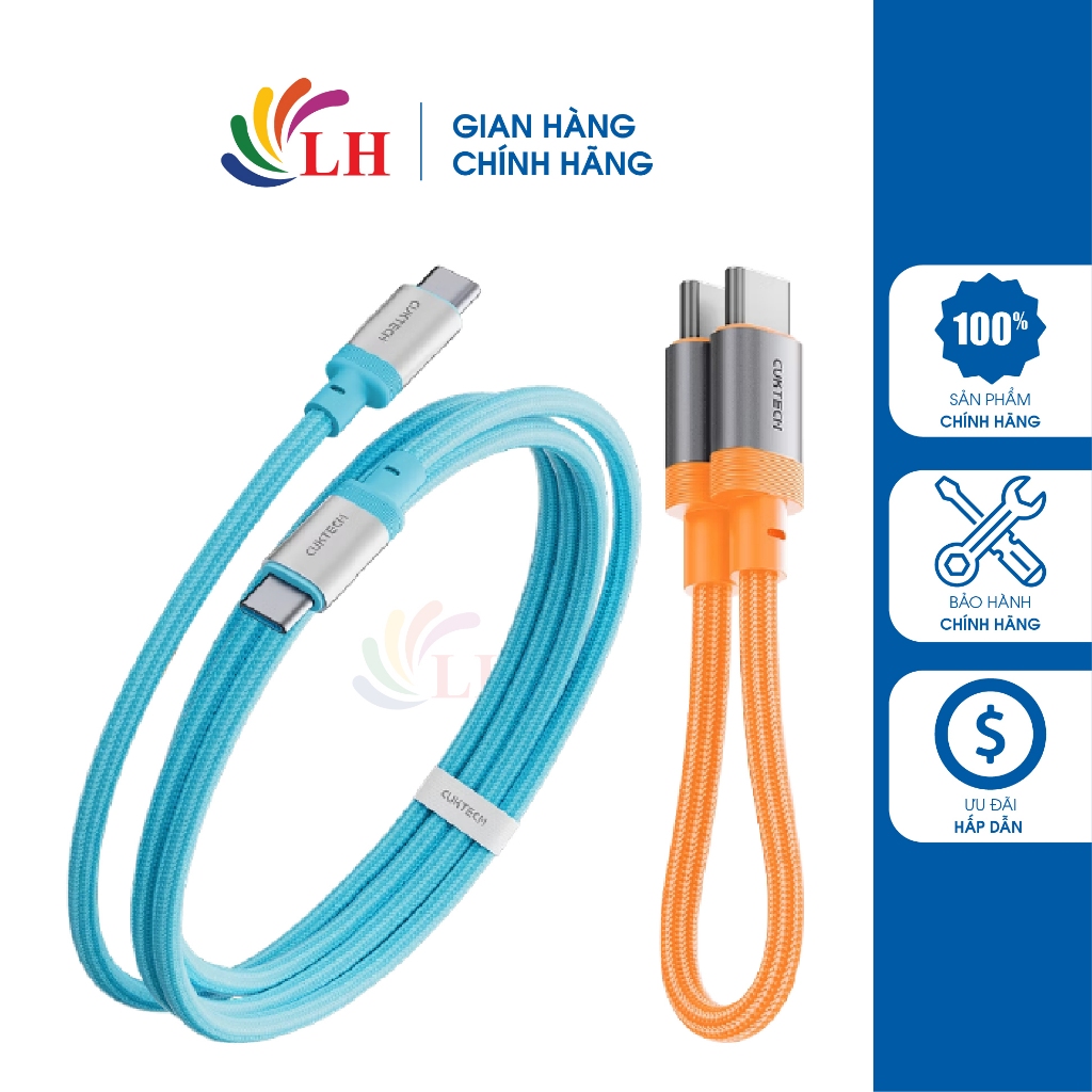 Cáp USB Type-C to Type-C Cuktech 6A 240W 15cm CTC615S/1.5m CTC615W - Hàng chính hãng