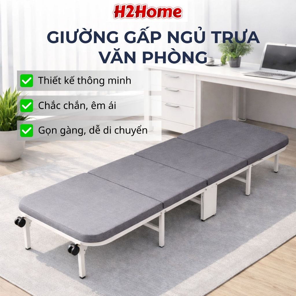 Giường xếp 4 khúc H2Home – Phù hợp ngủ tạm, nghỉ trưa văn phòng kích thước 95x180cm