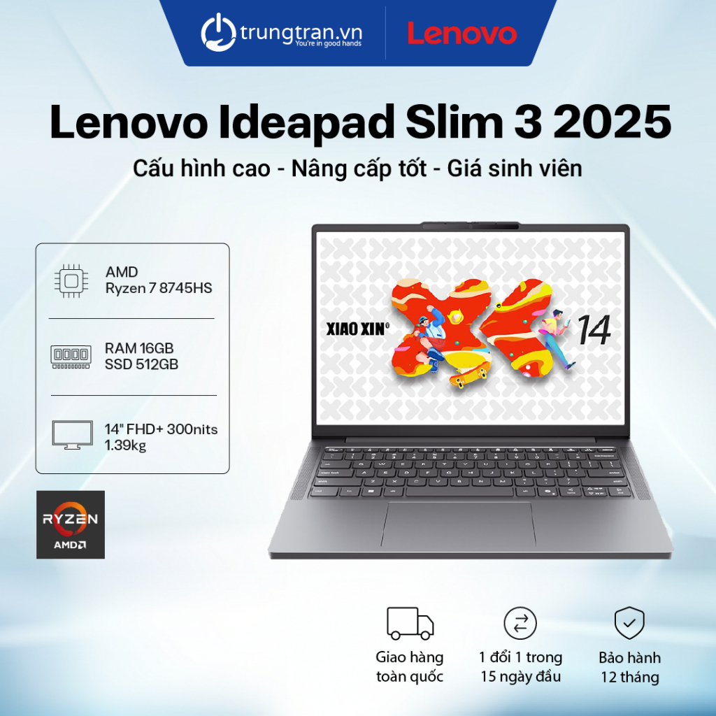 Laptop Lenovo Ideapad Slim 3 2025 (Xiaoxin 14c AHP10) | Ryzen 7 | RAM 16GB | SSD 512GB | 14" FHD | T