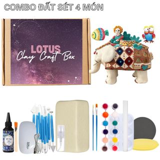  Combo Đất Sét Tự Khô 4 Món Set Đất Sét Nghệ Thuật Đầy Đủ Dụng Cụ - Clay Craft Box 
