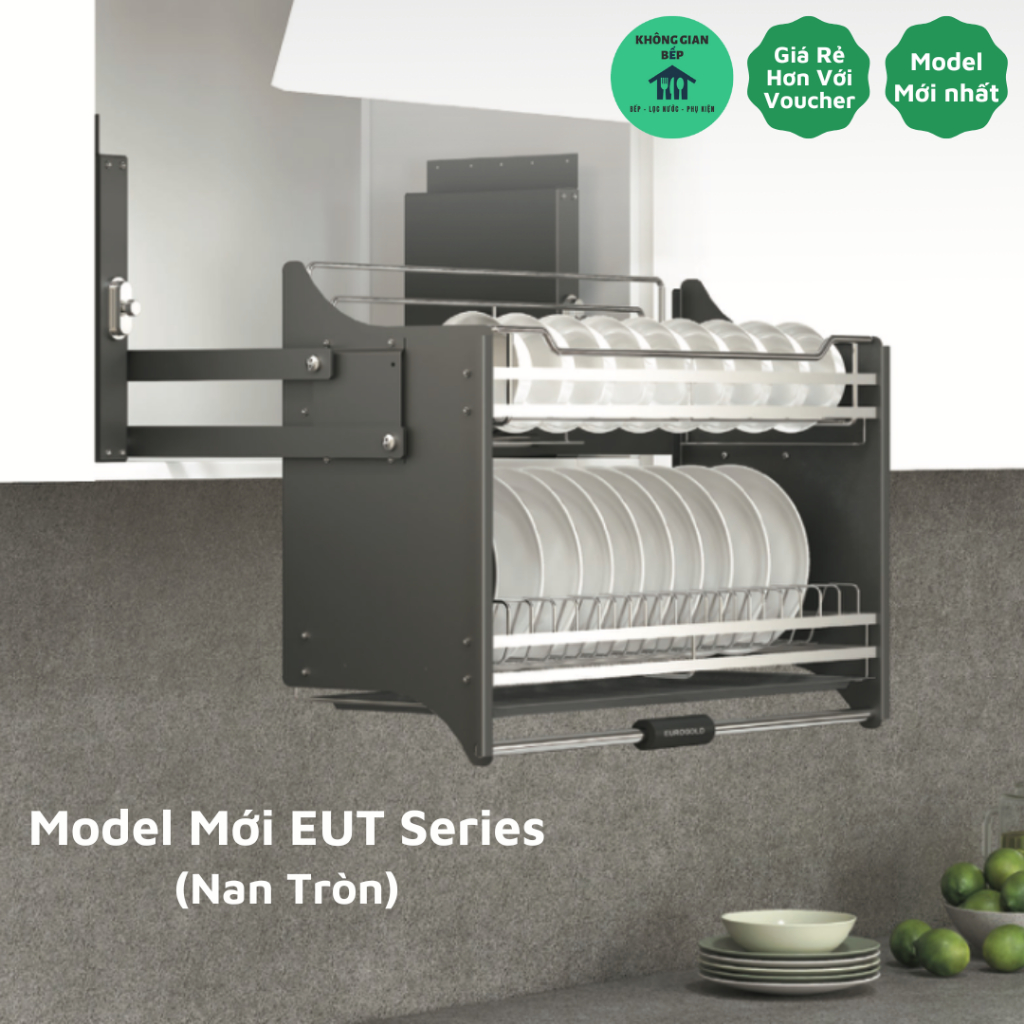 (Chào Sàn) Giá Bát Đĩa Nâng Hạ Inox 304 - Kệ Chén Đĩa Nâng Hạ Eurogold - Kệ Đựng Chén Bát Đa Năng