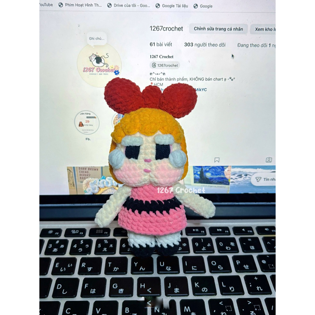 Powerpuff Girls | Móc khóa len Crybaby handmade