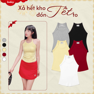   OUTLET-KHÔNG ĐỔI TRẢ  K5212 LOWKEY_ ÁO DÂY CỔ YẾM THUN COTTON BORIP CO GIÃN MỀM MẠI THOÁNG MÁT 