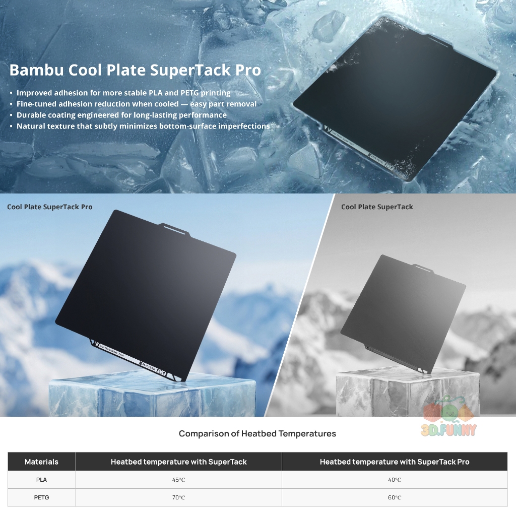 [NEW] Tấm Bàn in 3D PEI Cool Supertack PRO Chính hãng Bambu Lab - A1/P1-P2/X1/H2 Series