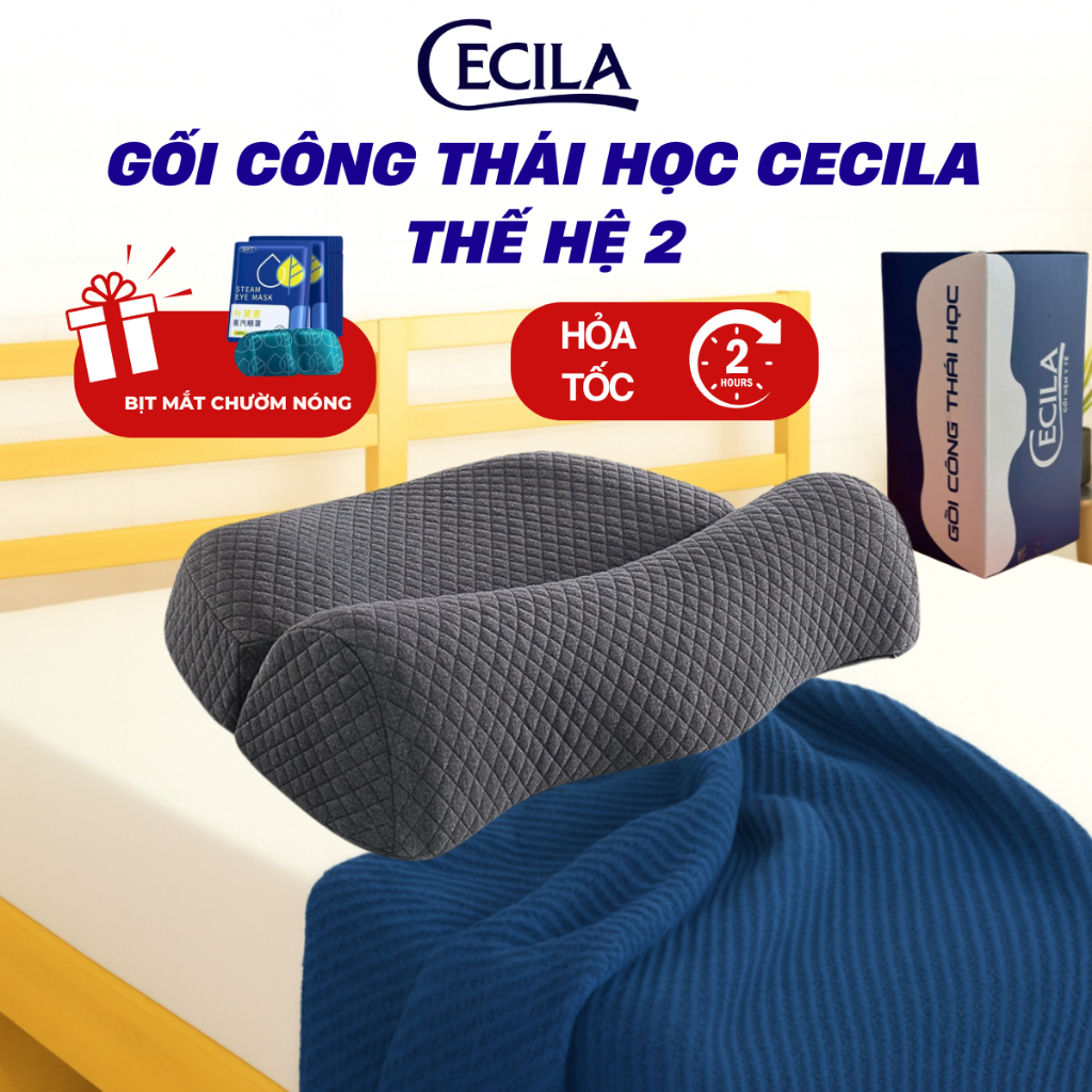 Gối công thái học CECILA Gối Nệm Y Tế thế hệ 2  giảm đau mỏi cổ vai gáy cho người thái hoá đốt sống 