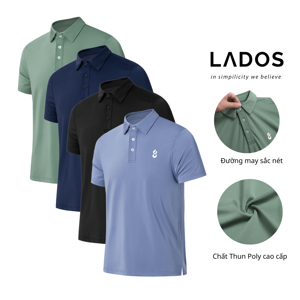 Áo Thun Polo Nam LADOS-19250 Polo Active Thể Thao Thun Poly Co Giãn 4 Chiều, Thấm Hút Mồ Hôi, Form T