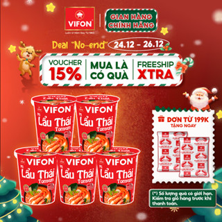   VOUCHER 15%  Set 5 Ly mì VIFON Lẩu Thái Tomyum  Lẩu Thái Tôm  Bò  Gà Chay Sala  Chay lẩu thái 60gr  ly 