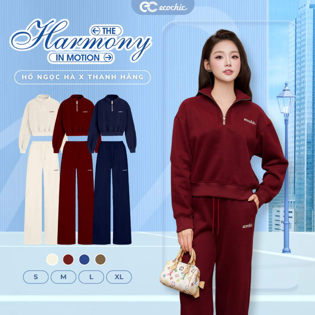 Set Bộ Nỉ Lót Lông ECOCHIC GRAVITY SET Cổ Khoá Halfzip Quần Ống Suông Cao Cấp Chính Hãng HNH B200 | BigBuy360 - bigbuy360.vn