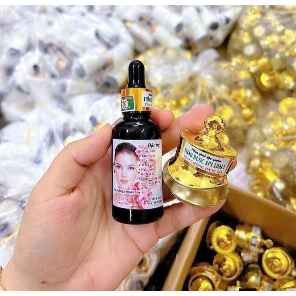 Combo Kem Face Và Serum Tái Tạo Da Gia Truyền Giúp Da Căng Bóng Mịn Màng Sạch Nám Mụn Tàn Nhang