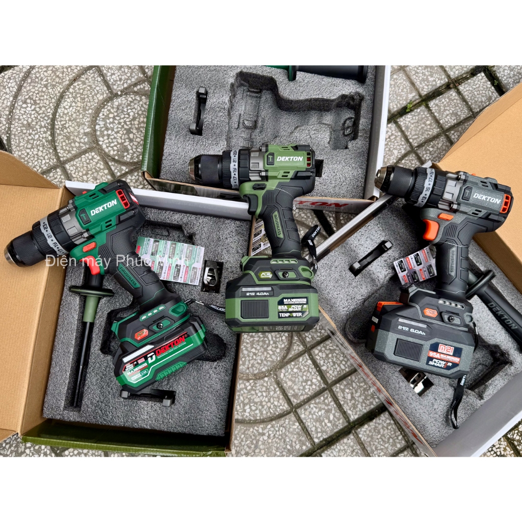 Máy khoan 13mm Dekton M21-ID13160PROMAX, Siết lực 160Nm, Động cơ không chổi than, Chân pin phổ thông