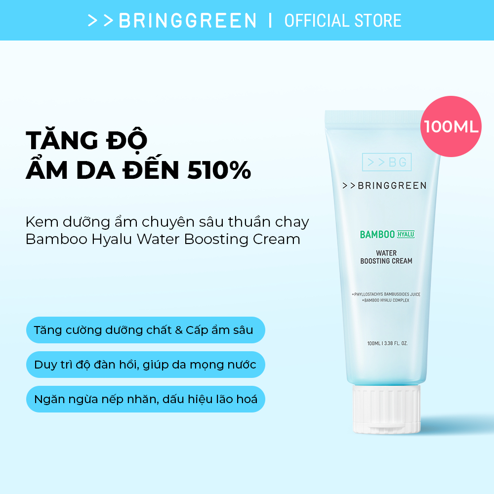 [Bring Green Chính hãng] Kem dưỡng Cấp ẩm sâu Bring Green Bamboo Hyalu Water Bossting Cream 100ml
