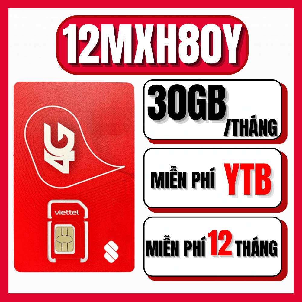 Trọn Gói 1 Năm Sim Viettel 4G/5G Miễn Phí Truy Cập YTB Full Tốc Độ Cao Tặng Thêm 1Gb/Ngày Lướt Web, 