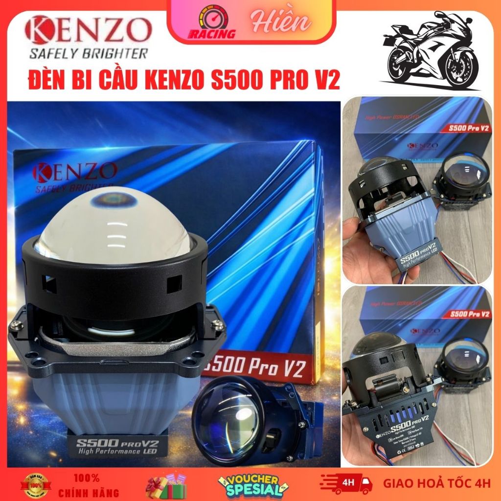 S500 Pro V2, Đèn Bi Cầu Kenzo S500 Pro Ver 2 65W Dễ Lắp Đặt Đáp Ứng Mọi Nhu Cầu Tăng Sáng - BH 2 Năm