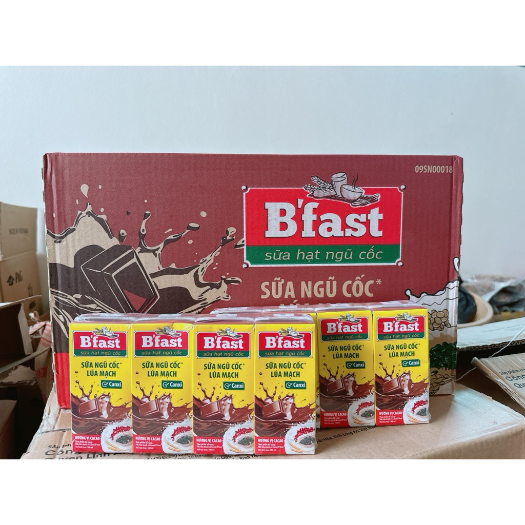 Thùng 48 Hộp Sữa Ngũ Cốc Lúa Mạch B’fast CACAO 180ml - Date mới