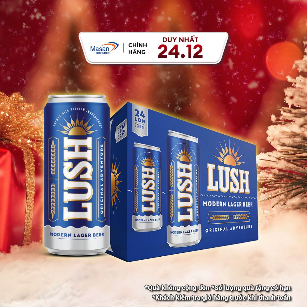   Giảm 169k  Bia LUSH cao cấp - Bia êm dễ uống - Thùng x 24 Lon 330ML Nồng độ cồn 4,5%  