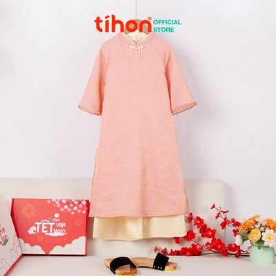 Bộ Áo dài Tết cho bé gái TIHON cao cấp phong cách truyền thống màu sắc siêu xinh SET0744074