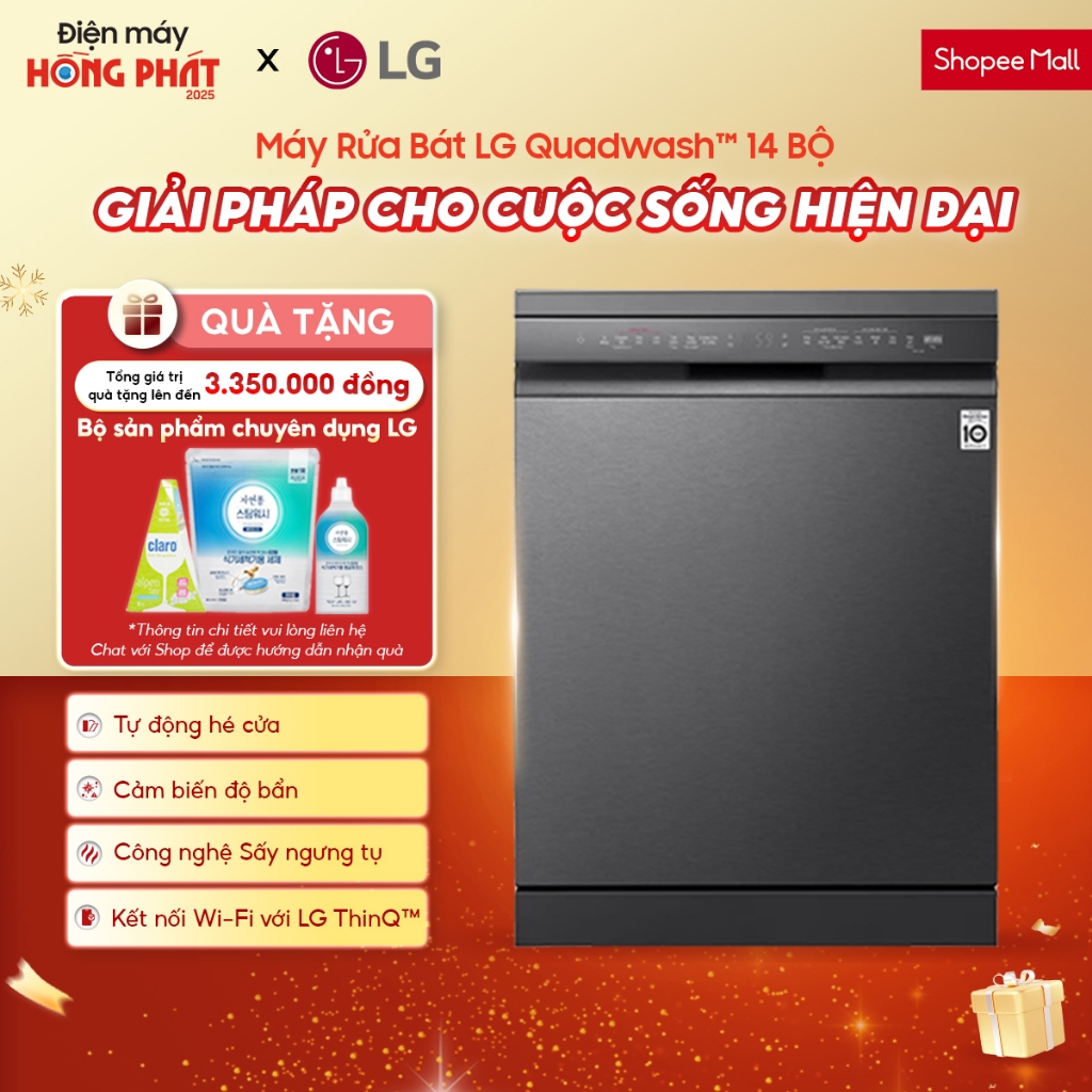 Máy Rửa Bát LG Quadwash TrueSteam™ Màu Đen LDT14BLA4
