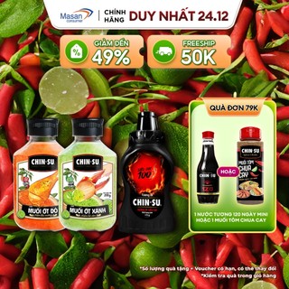  Combo 1 xốt muối ớt xanh + 1 xốt muối ớt đỏ CHIN-SU chai x 200gr  + 1 Tương ớt CHIN-SU CAY 100 x chai x 110gr 