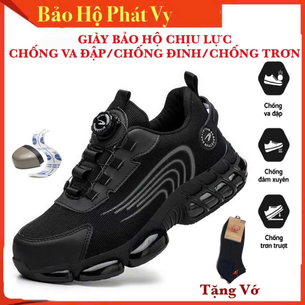 {Tặng Vớ}Giày Bảo Hộ Nút Vặn Siêu Nhẹ SAFEGO MS269 Mũi Thép Chống Va Đập/ Đế Lót Kevlar Chống Đinh/Chống Trơn/Siêu Bền