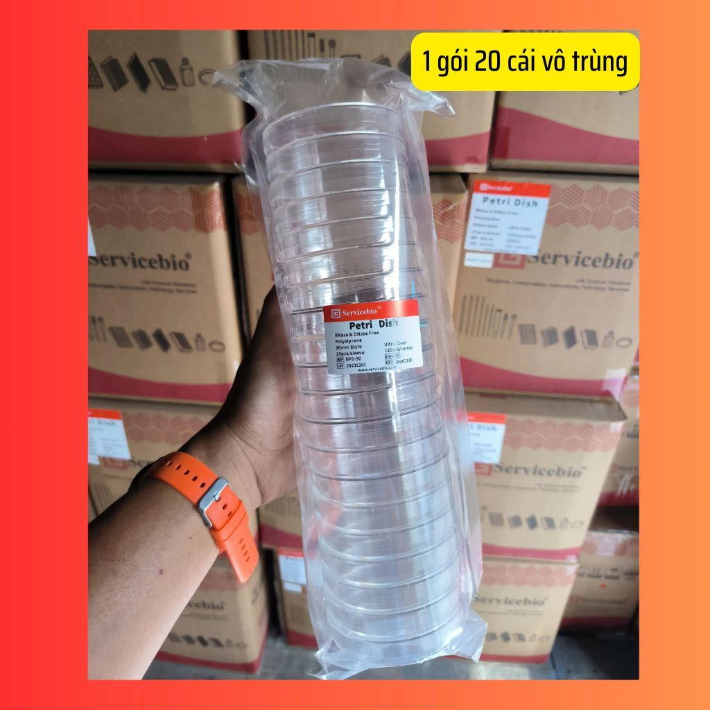 20 Đĩa Petri nhựa 90mm vô trùng (1 gói )