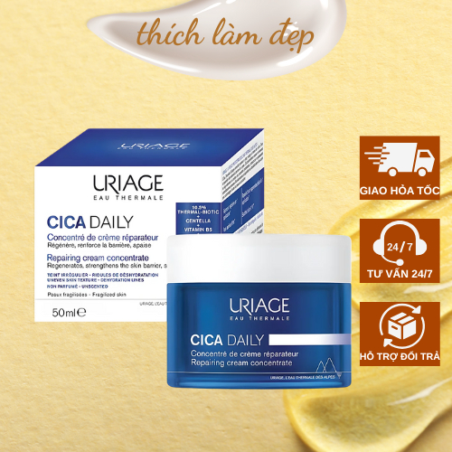 Kem Dưỡng Uriage Cica Daily Cream Concentrate 50mL Dưỡng Ẩm, Phục Hồi Da