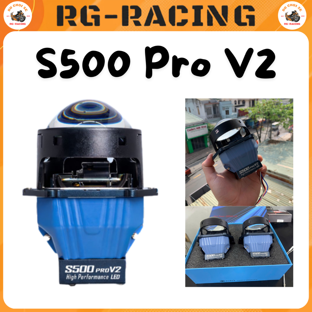 Bi LED Kenzo S500 Pro V2 Chip 9+2 Cos 60W Pha 70W 5500K Tản Nhiệt Nhôm
