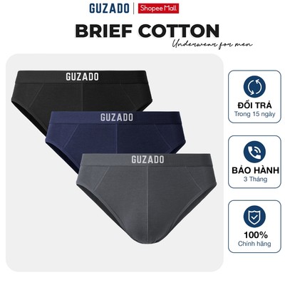 COMBO 3 Quần Lót Nam GUZADO Mẫu Casual Brief Kháng Khuẩn Hút Ẩm Cực Tốt,Co Giãn Thoải Mái CB3GBF-CB3GIBF25A001