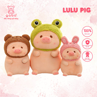  Gấu Bông Heo LuLu Cosplay Đội Nón Heo Lu Lu Siêu Cute Đội Nón Gấu Nâu Thỏ Hồng Ếch Xanh  Lông mịn K2T3 