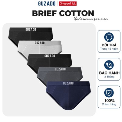 Combo 5 Quần Lót Nam Guzado Vải Cotton Kháng Khuẩn, Thấm Hút Mồ Hôi Tốt, Co Giãn Thoải Mái CB5GBF01-CB5GIBF25A001