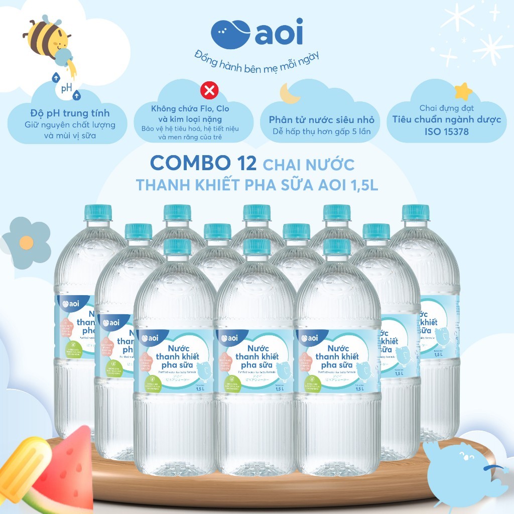 Nước PHA SỮA cho bé thanh khiết Aoi dung tích 1,5L👉 Loại bỏ hoàn toàn kim loại nặng👉 Clo✨ Flo✨ PH8,5