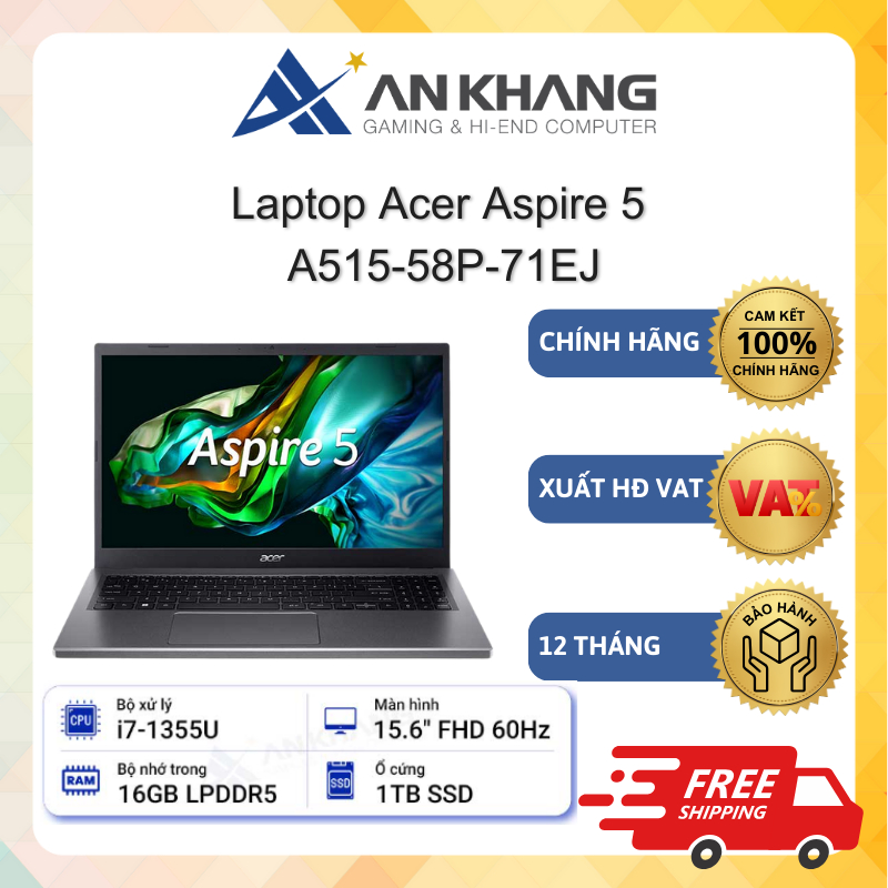 Laptop Acer Aspire 5 A515-58P-71EJ: Hiệu năng mạnh mẽ cho công việc
