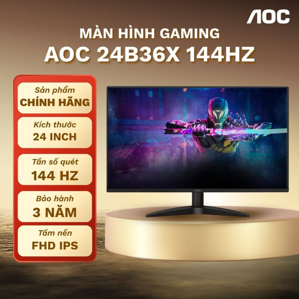 Màn hình gaming AOC 24B36X 24' IPS 144Hz 0.5ms bảo hành chính hãng 3 năm