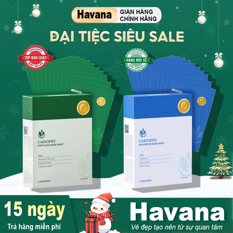 Hộp 10 mặt nạ Caryophy Portulaca Mask Sheet dưỡng ẩm giảm mụn mờ thâm