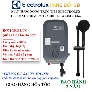 Máy nước nóng trực tiếp UltimateHome 700 Electrolux EWE451RB-G6 công suất 4500W, có bơm
