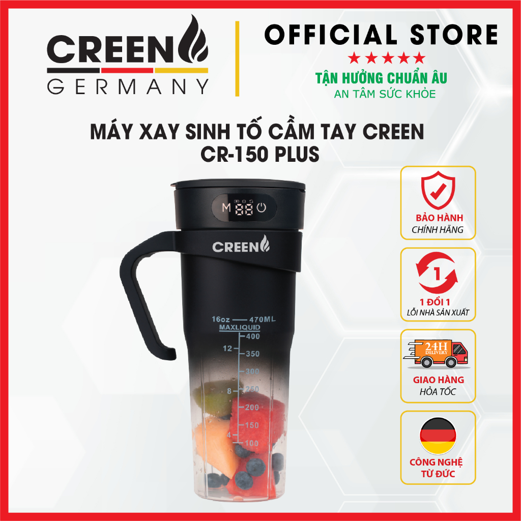 [Giảm 12% SPayLater] Máy Xay Sinh Tố Cầm Tay CREEN CR-150Plus - Bảo hành chính hãng 12 tháng