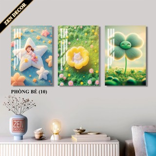 Tranh hoạt hình thiếu nhi trang trí phòng ngủ của bé- set 3 tranh dán tường nhiều mẫu dễ thương