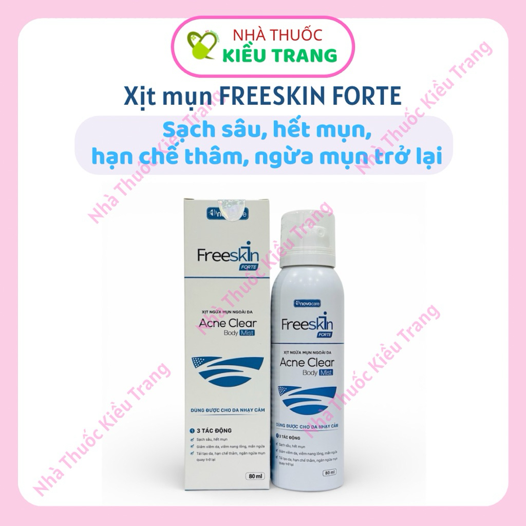 Xịt mụn Freeskin Forte / Gel tắm Freeskin Forte [Mẫu mới]