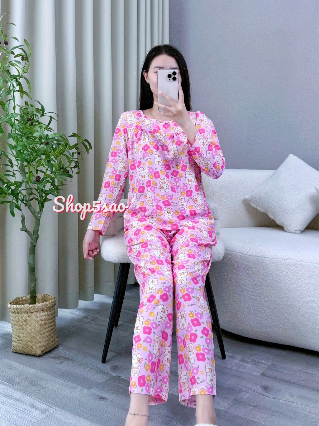 Đồ bộ tole nữ, bộ lanh mặc nhà quần dài, áo tay dài SHOP5SAO (40-75kg)