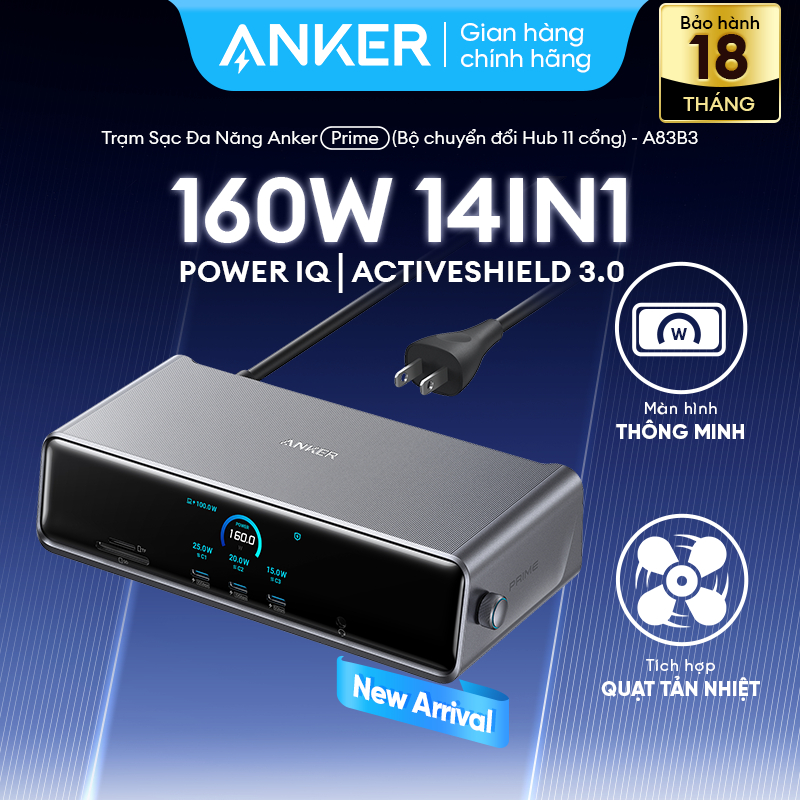 [NEW] Đế sạc Anker Prime Docking Station 14-in-1 | 3 màn hình DisplayLink | Công suất 160W | Sạc nha