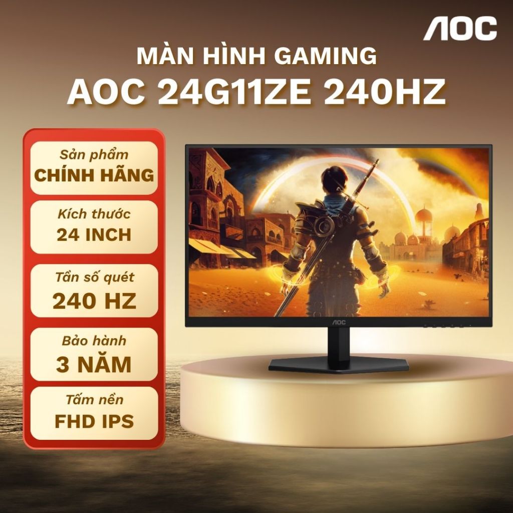 Màn hình gaming AOC 24G11ZE 24' Fast IPS 240Hz 0.3ms bảo hành chính hãng 3 năm