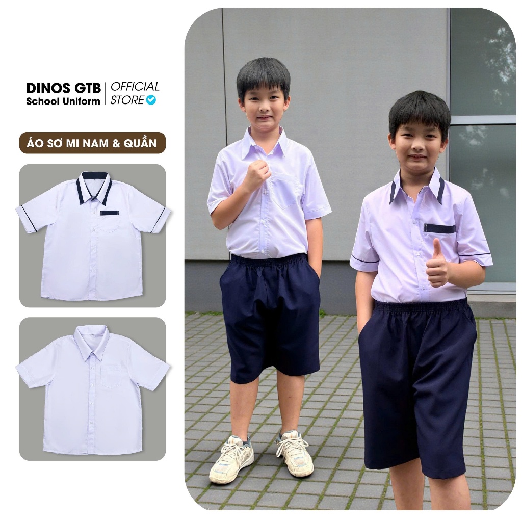 Áo Sơ Mi Quần Tây Học Sinh Nam DINOS GTB School – Đồng Phục Trường Học Cấp 1,2