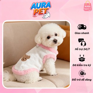 Áo Chó Mèo Ấm Áp Mùa Đông & Đồ Trang Phục Tết, Thiết Kế Gấu Dễ Thương, Chất Vải Mềm Thoáng Khí