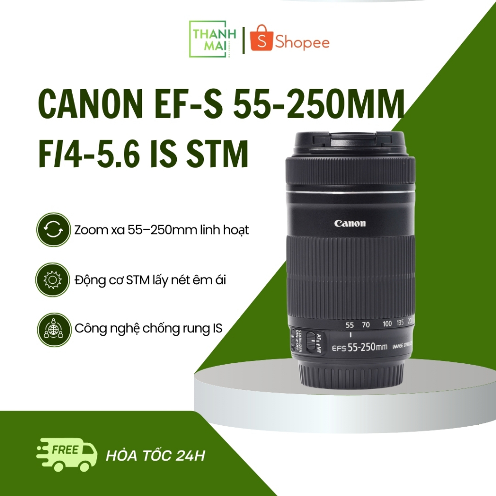 Ống Kính Canon EF-S 55-250mm F/4-5.6 IS STM | Mới 97%